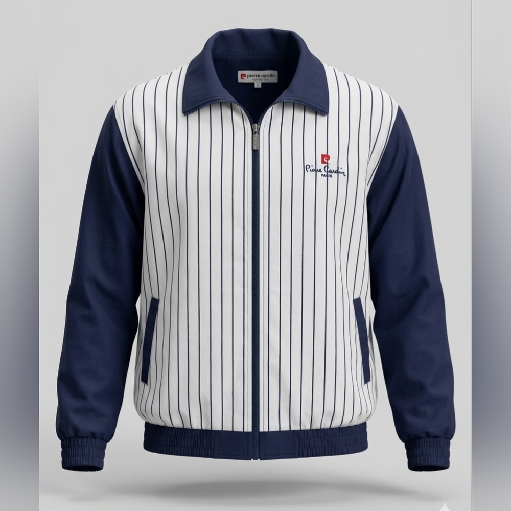 Vintage Pierre Cardin Sports Club Paris Pinstripe Windbreaker, size XL